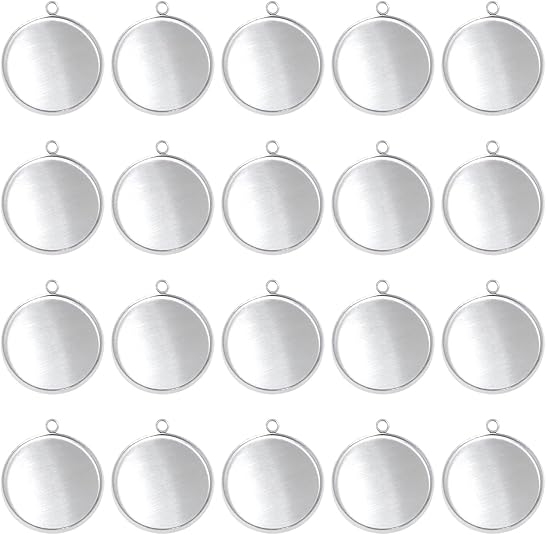 Resin Crafts - 20-delige roestvrijstalen ronde bezel blanks hanger