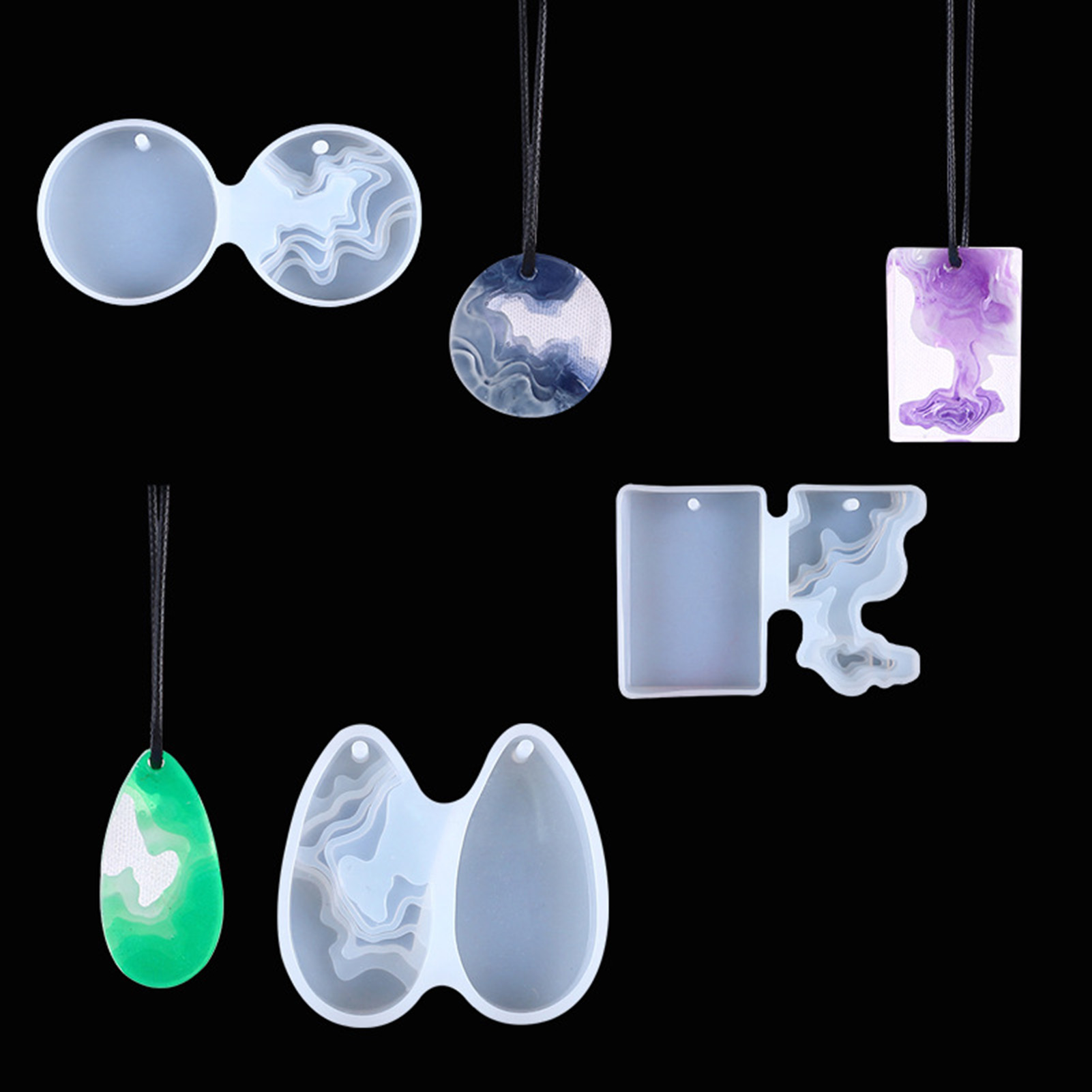 Geode Mold Silicone - 3-delige DIY kristallen malset ronde flexibele