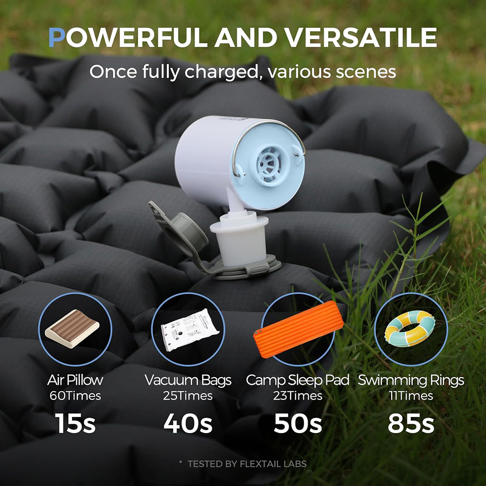 Vacuum Chamber Small - FLEXTAIL draagbare luchtpomp, mini-campingpomp met licht,