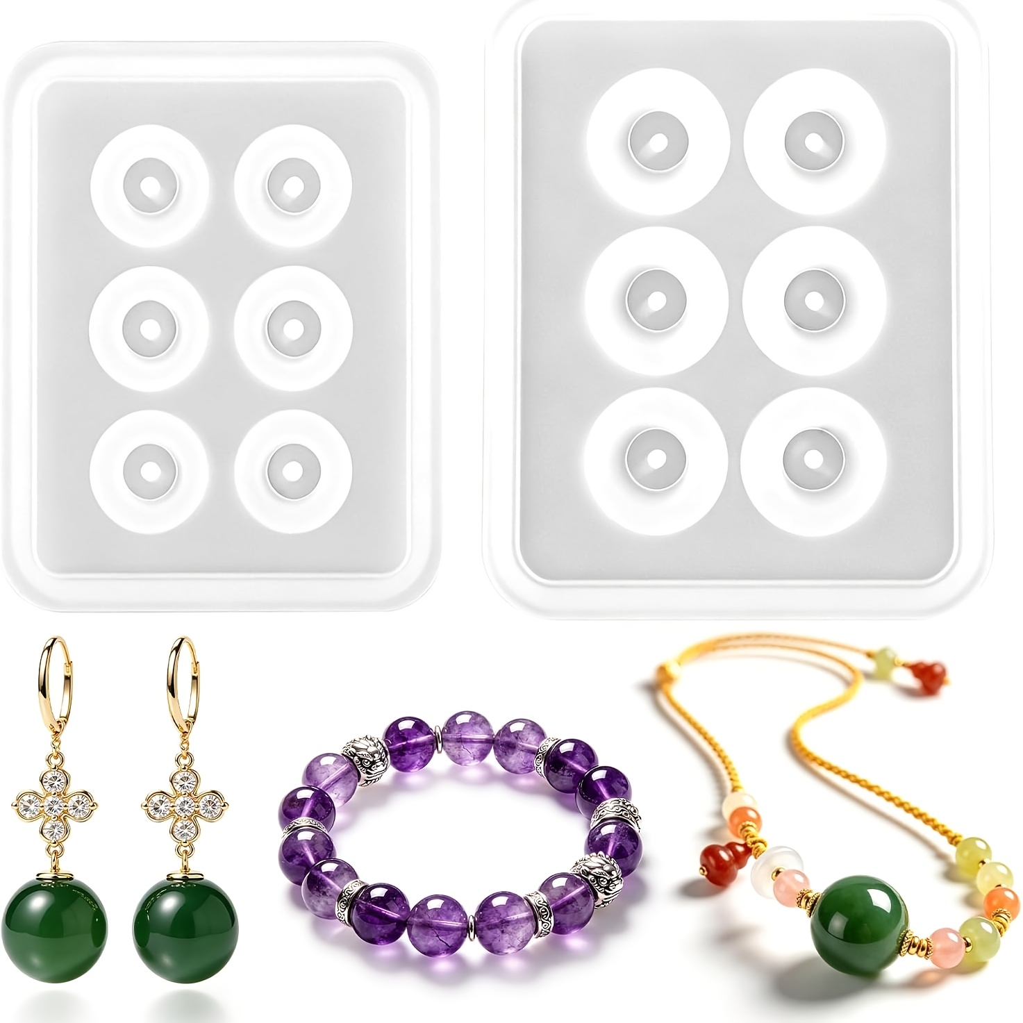 Resin Jewelry Kit - Twee geperforeerde bolvormige siliconen kralenvormen, ronde