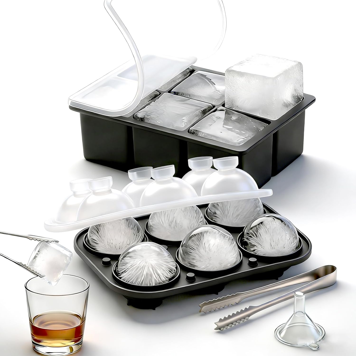 Silicone Mold Tray - Grote vierkante ijsvormpjes met afsluitbaar deksel