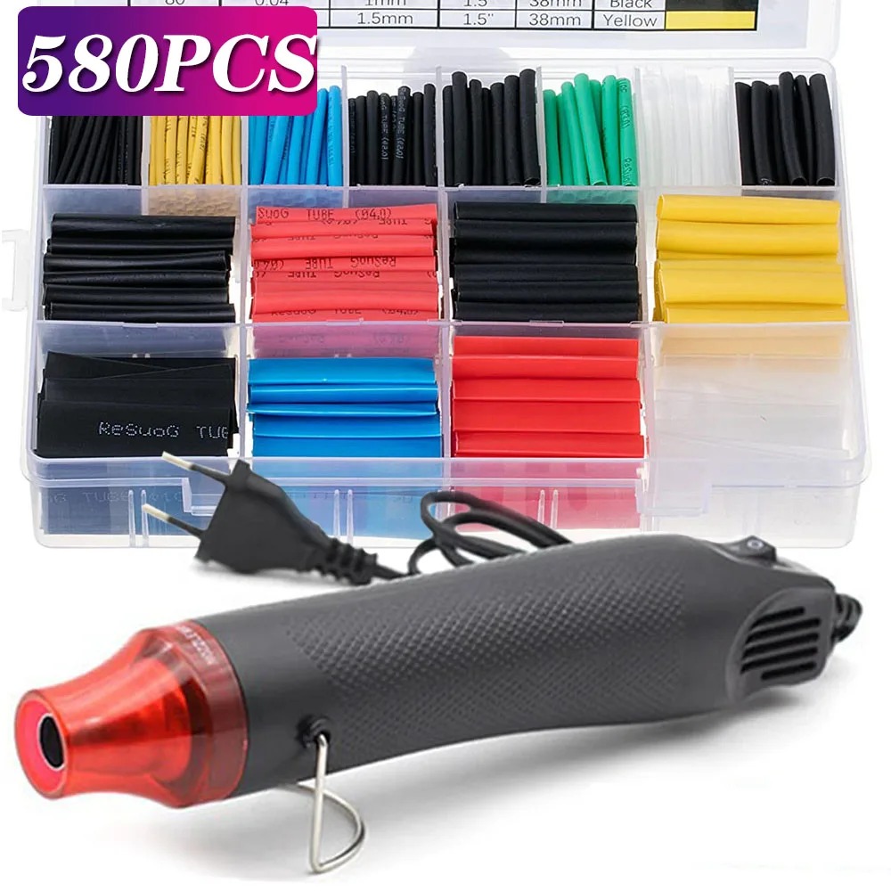 Heat Gun Small - 580/530/127PCS Krimpkousset 2:1 Krimpbare Draad Krimpkous