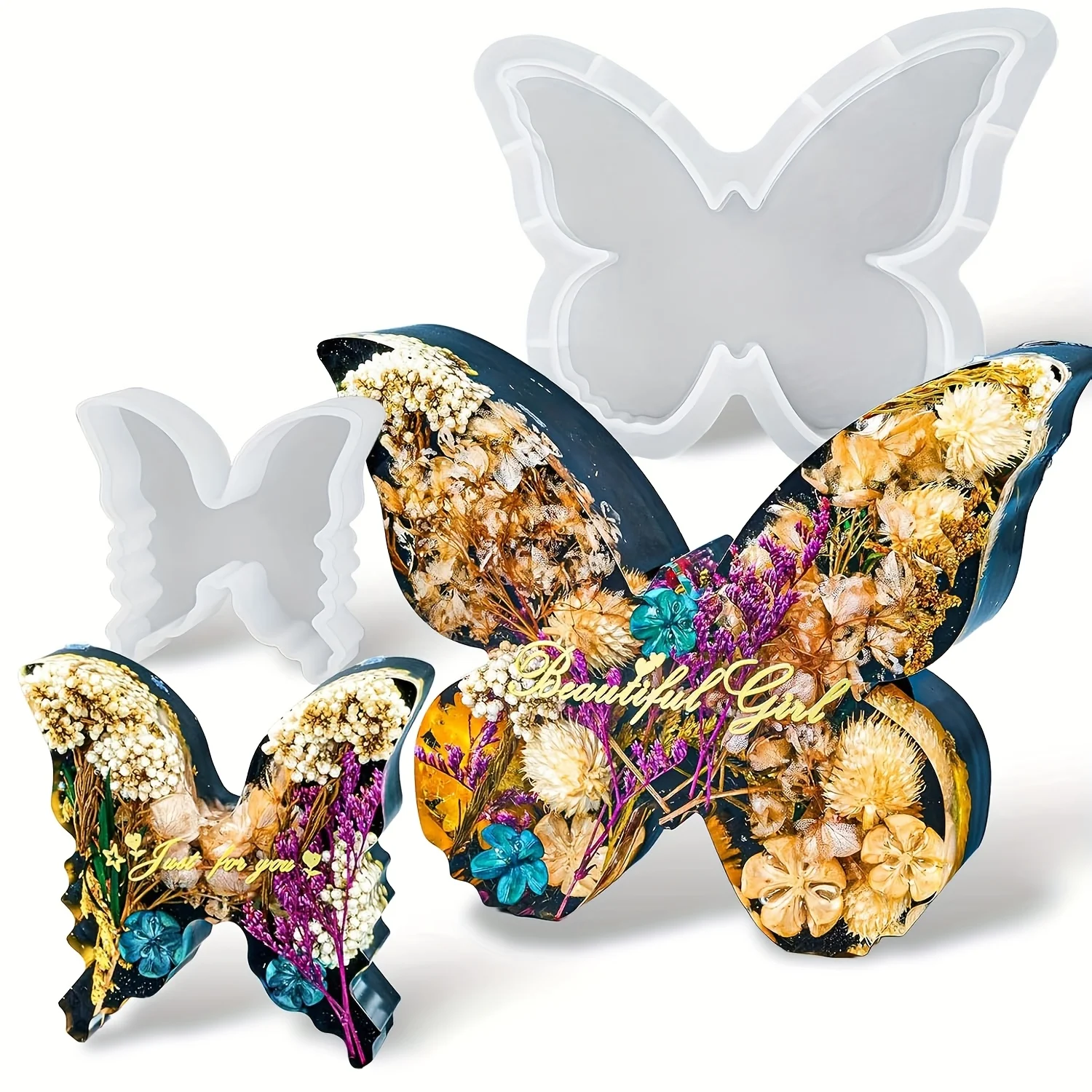 Flower Preservation Resin - Twee maten vlinderharssets, met vlinderpatronen, geschikt