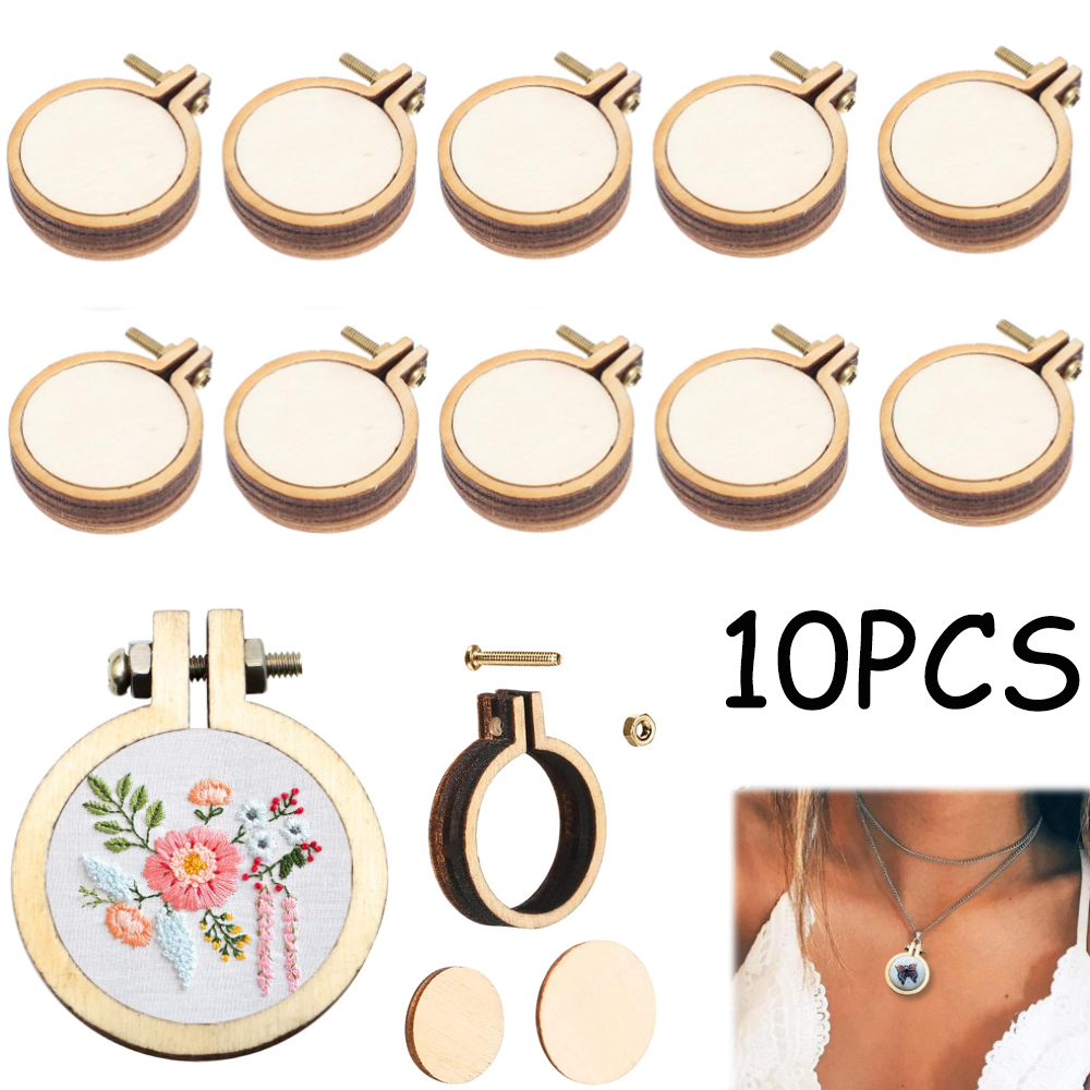Wood Ring Blank - 10 stks/set Houten Mini Borduren Hoepel