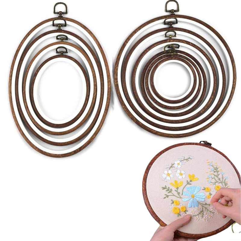 Wood Ring Blank - 10 STKS Naaigereedschap Ronde Ovale Imitatie