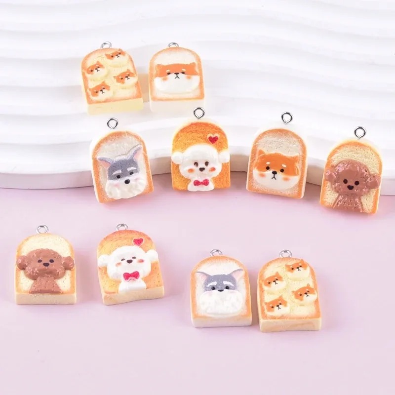 Resin Craft Material - 10 stuks schattige toast hond hars