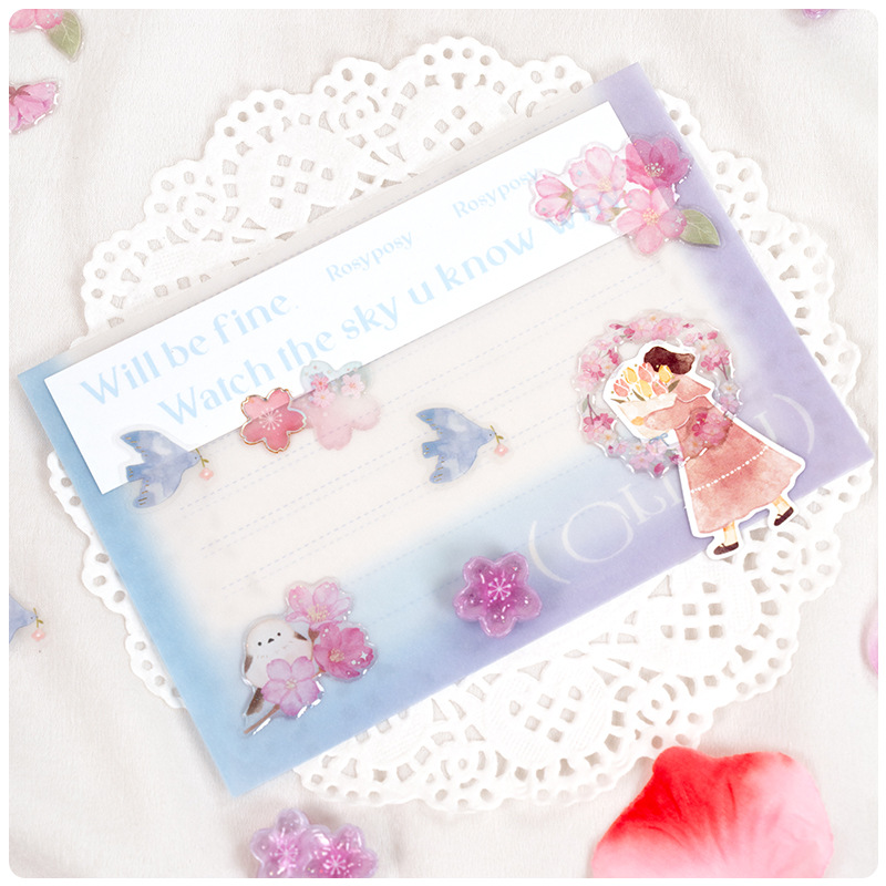 Resin Craft Material - Japanse stijl Sakura Crystal 3D-stickers roze