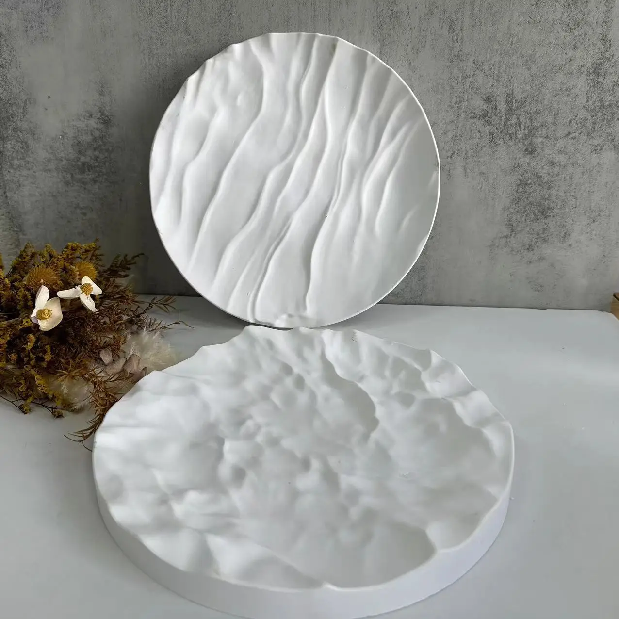 Coaster Mold Round - Onregelmatige Oceaangolven Groot Rond Dienblad Siliconen