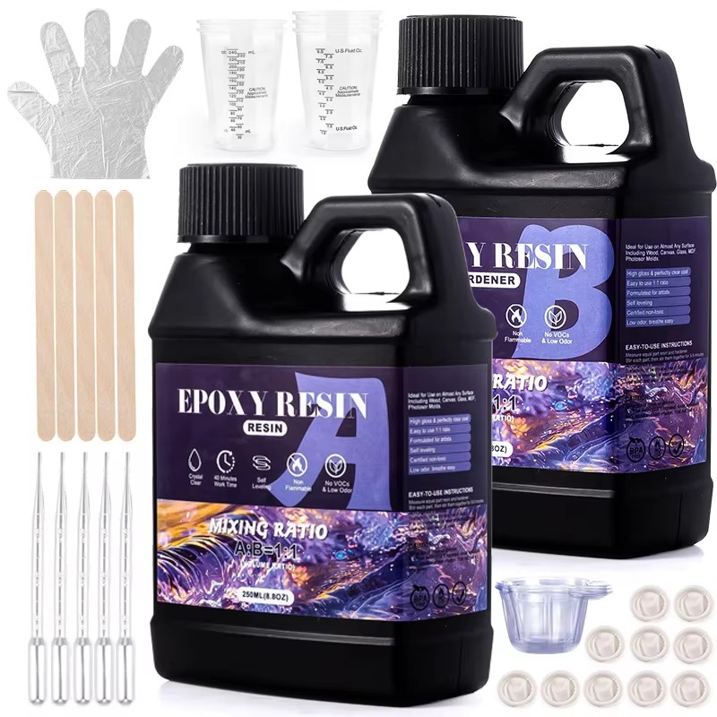 Gold Foil Flakes - Easy Mix 1:1 Epoxyhars Kit Kristalhelder