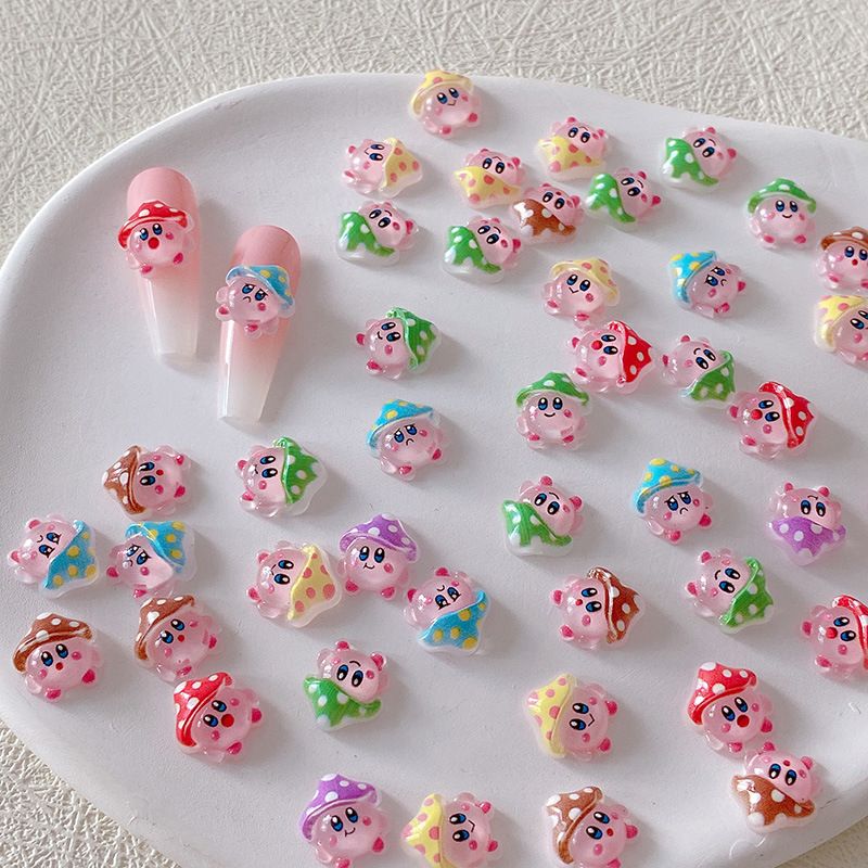 Resin Crafts - 2/10/20pcs Kirby Nail Charms 3D Hars
