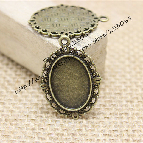 Bezels Set Pendant - 40 stks/partij Antiek brons legering 22*30mm