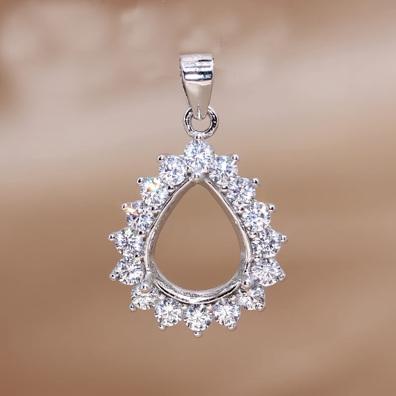 Bezels Set Pendant - 1 st Rose Gouden Zilverachtige Traan