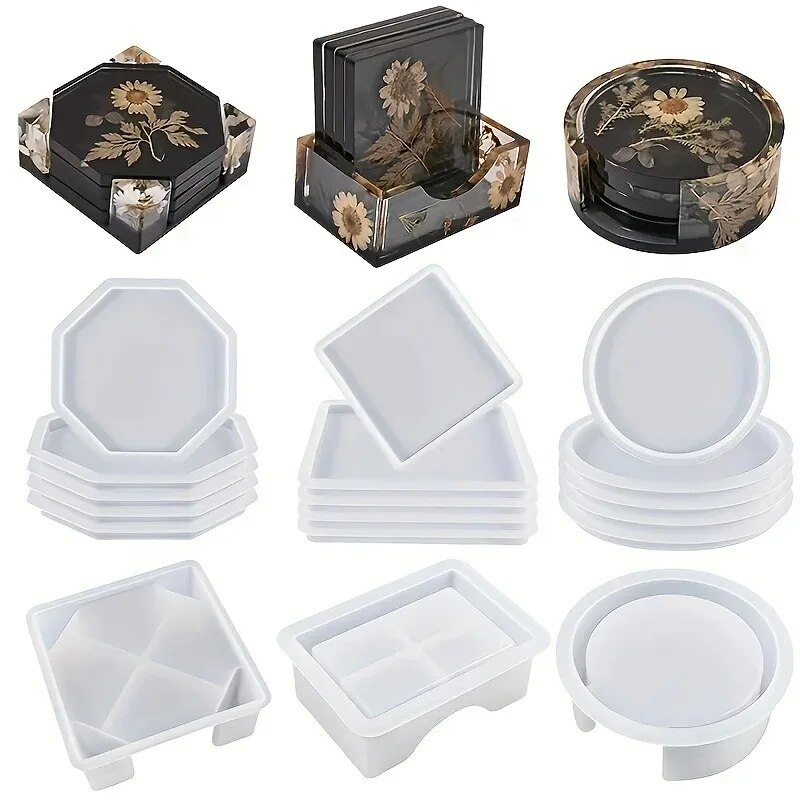 Gold Foil Flakes - Coaster hars mallen set inclusief 1pc