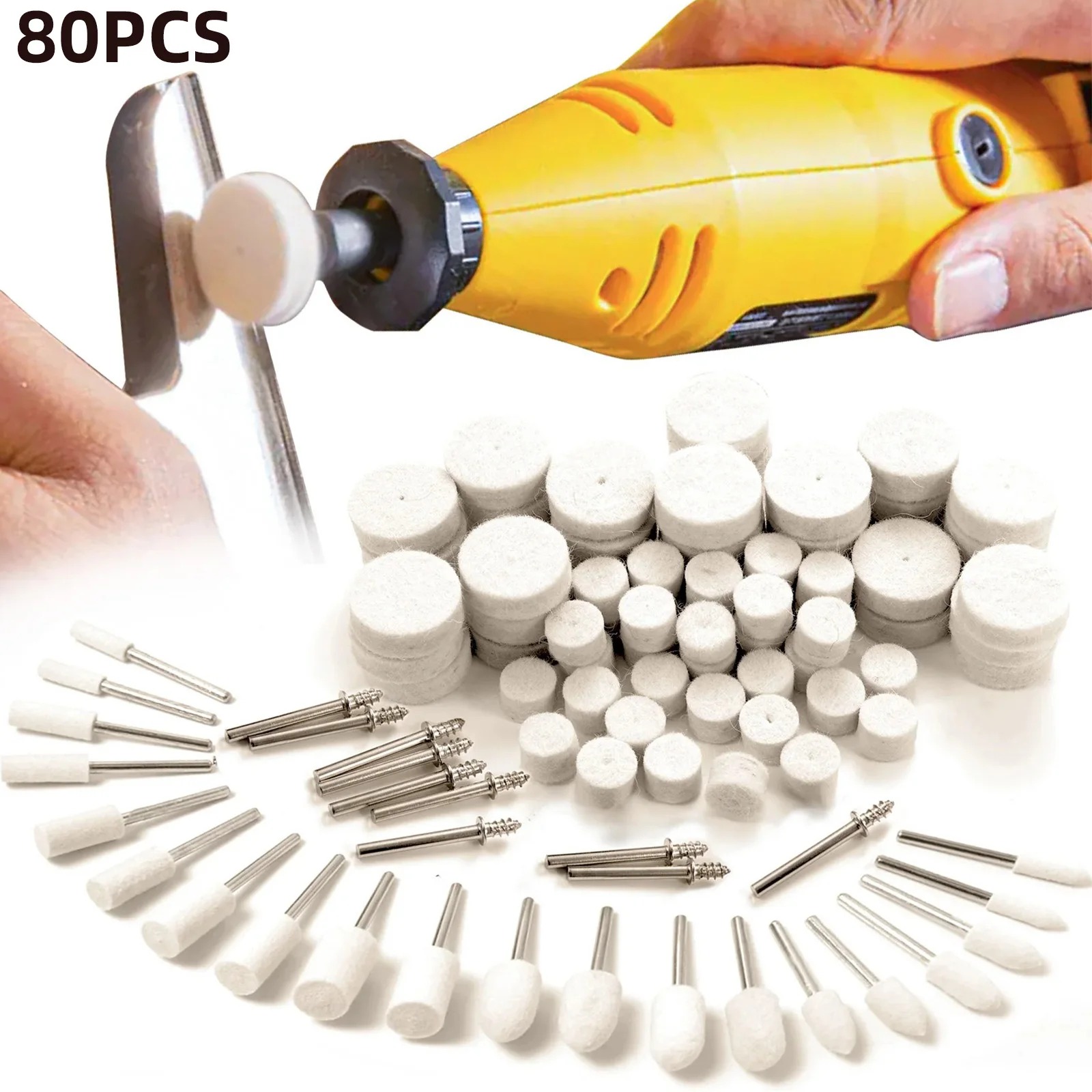 Resin Crafts Diy - 80PCS Wolvilt Polijstwielset, 1/8