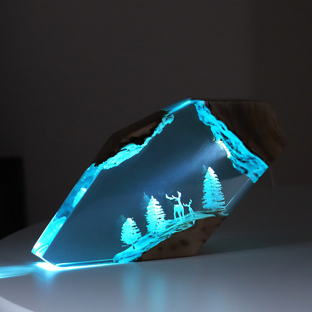 Resin Crafts - Bosfee Herten Desktop Kunst Gepersonaliseerd Lichtgevend