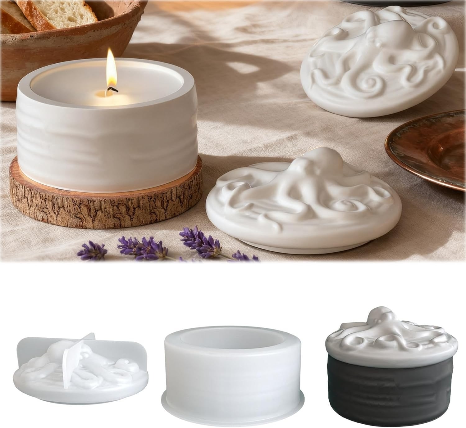 Octopus deksel kaarsenpot sili - Resin Ocean Wave Mold recensie en prijs