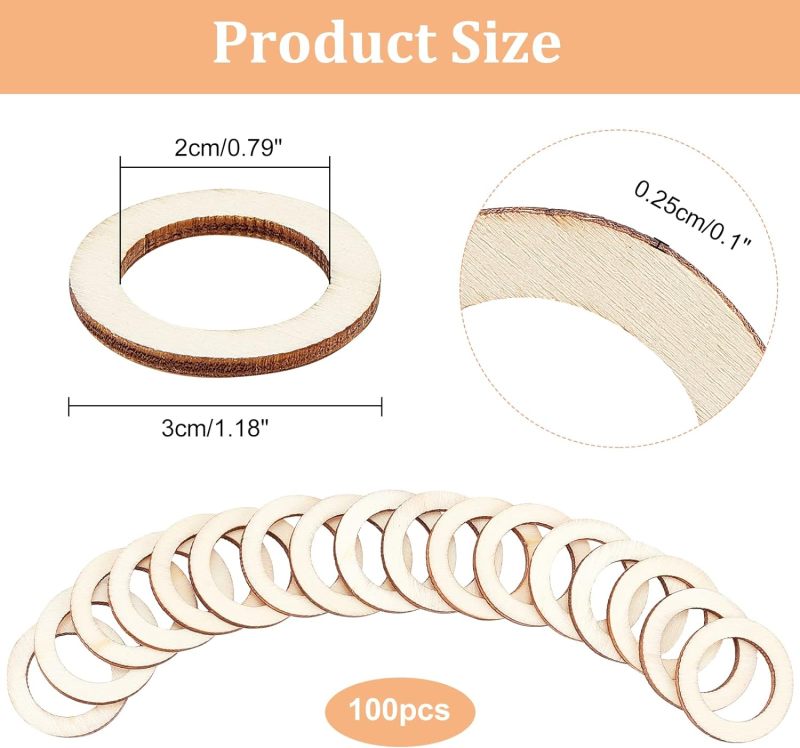 100 Stuks 30Mm Natuurlijke Hou - Wood Ring Blank recensie en prijs