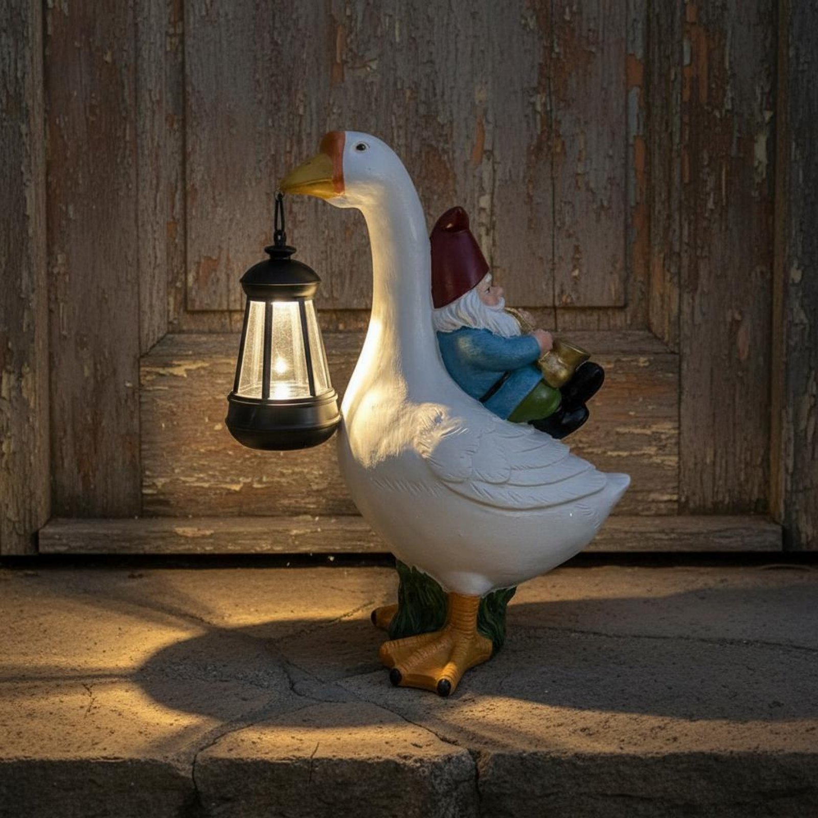 Gnome Riding Goose Statue Weer - Resin Crafts recensie en prijs
